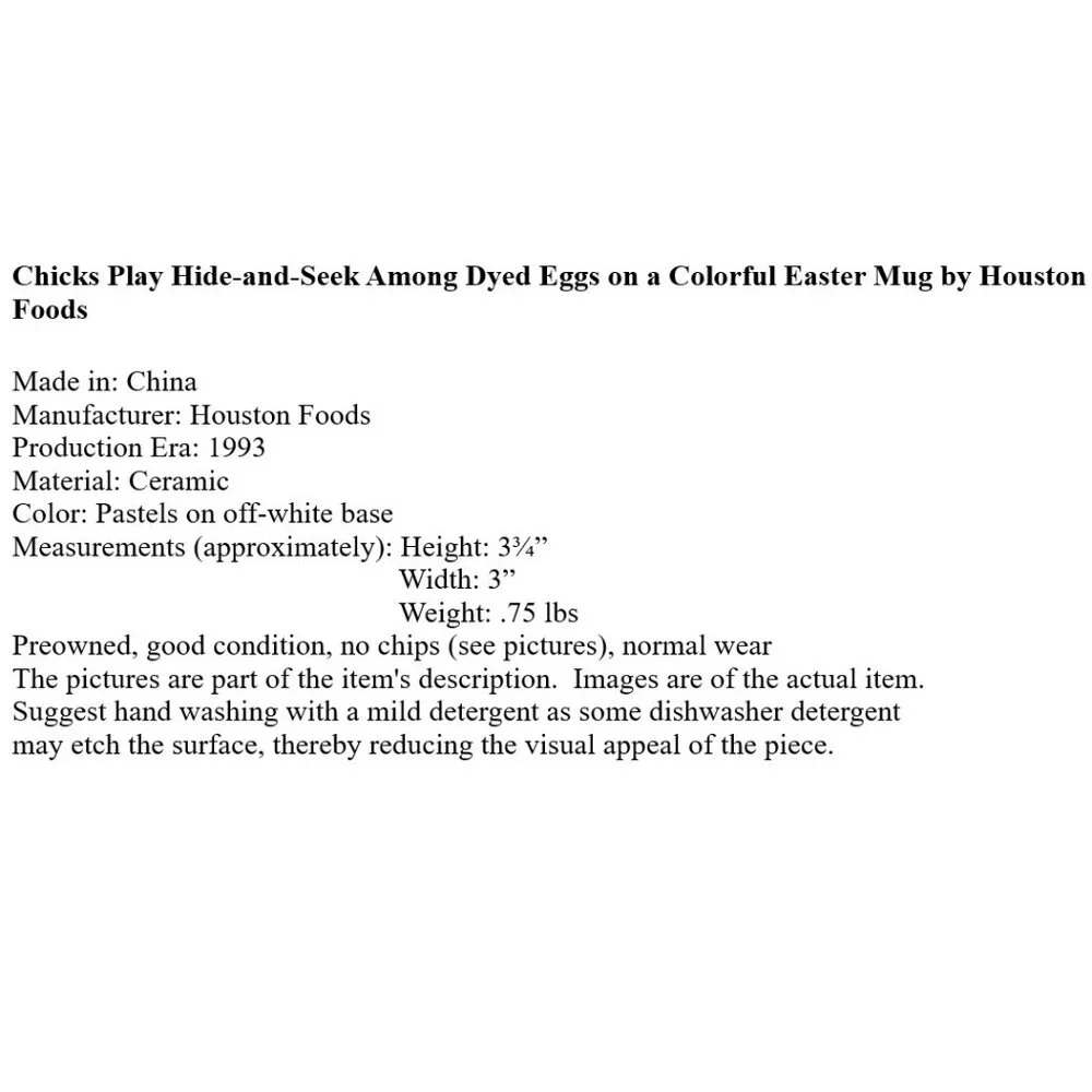 Chicks Play Hide-&-Seek Among Dyed Eggs on Colorful Easter Mug by Houston Foods - Picture 4 of 4